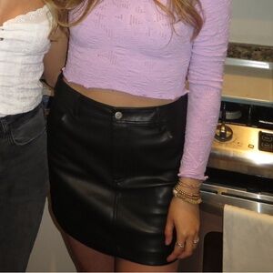 ASTR mini black leather skirt